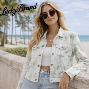 Lucky Brand. Tie Dye sage green and white jean jacket.
Great condition.Women XL.